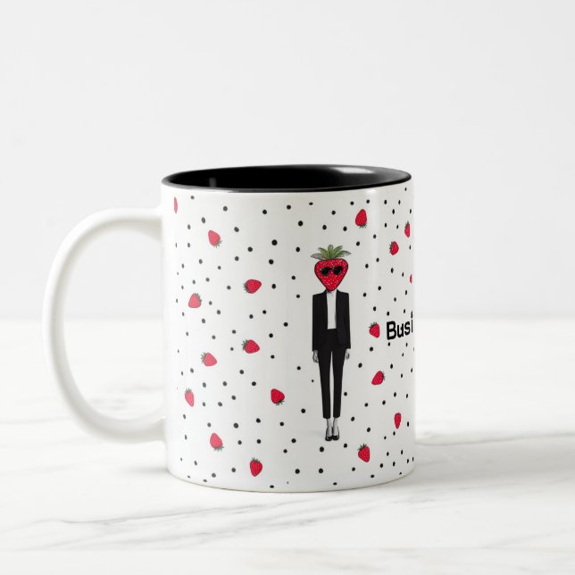 A fun and stylish mug design featuring a strawberr (Left)