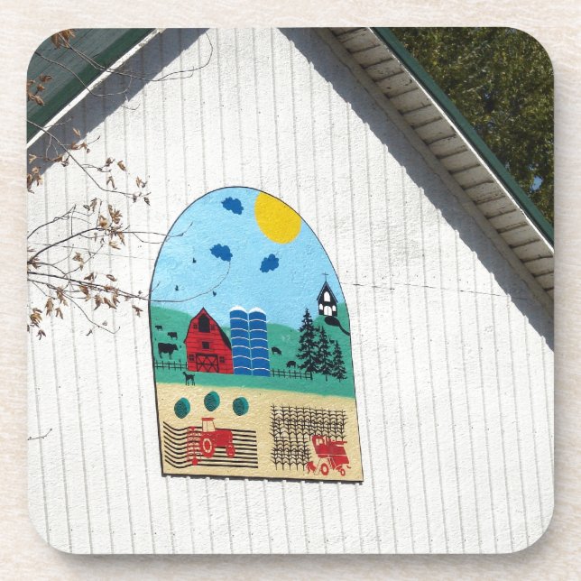 A Fun Barn Quilt Beverage Coaster (Front)