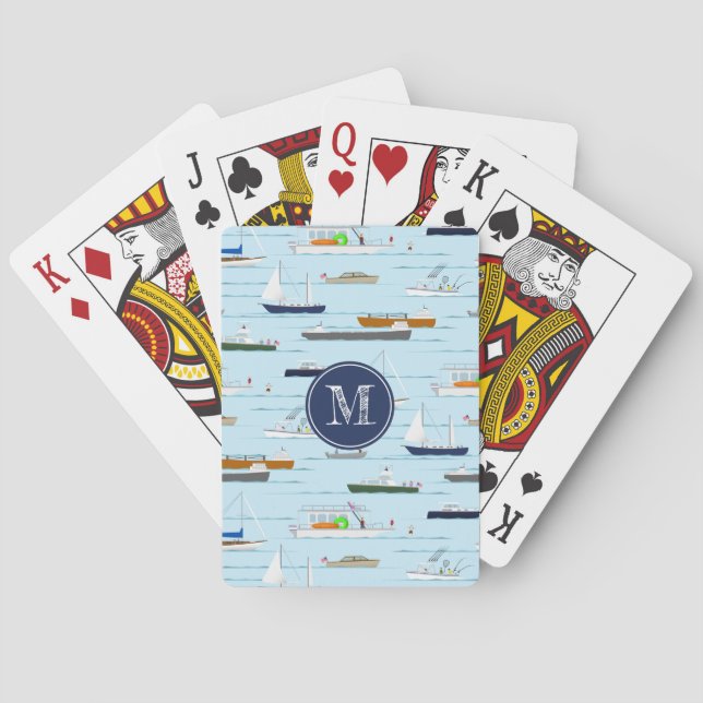 A fun Day on the River nautical boating sailing Poker Cards (Back)