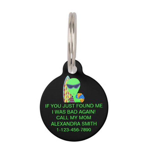 A Fun LGM Alien Vacation Summer Time Bad Dog Pet Tag
