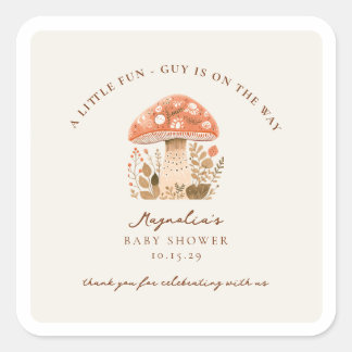 A Fun Little Guy is on the Way Baby Shower Square Sticker
