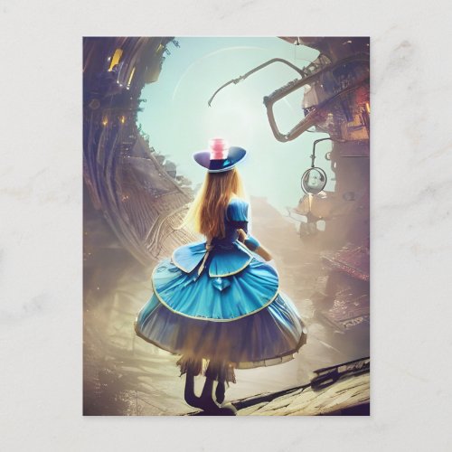 A fun portal Alice steampunk AI generated art Postcard