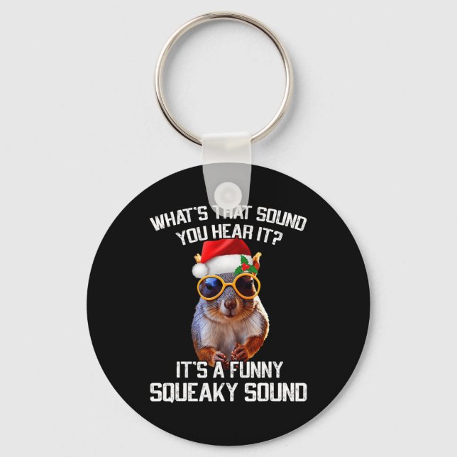A Fun Squeaky Sound Christmas Squirrel Xmas  Keychain (Front)