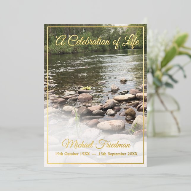 A Funeral Memorial 'Celebration of Life' Jewish   Foil Invitation (Standing Front)