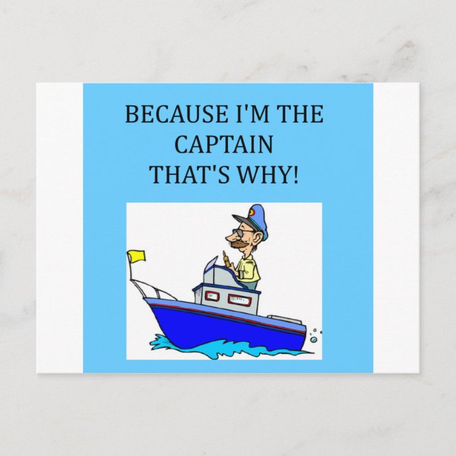 a funny boating captain joke postcard (Front)