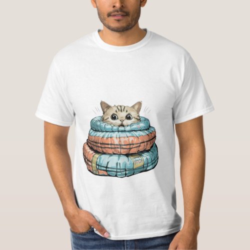A funny cat feels cold T_Shirt