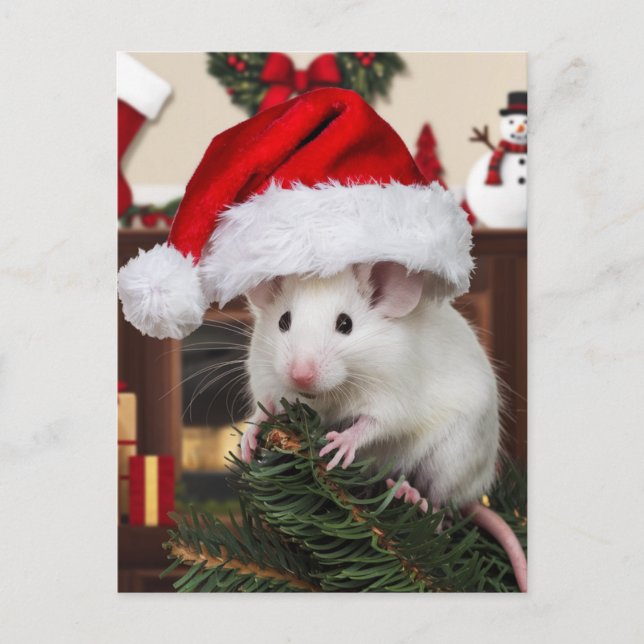 A Funny Christmas Mouse Postcard (Front)
