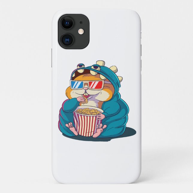 A funny hamster wearing glasses eats popcorn Case-Mate iPhone case (Back)