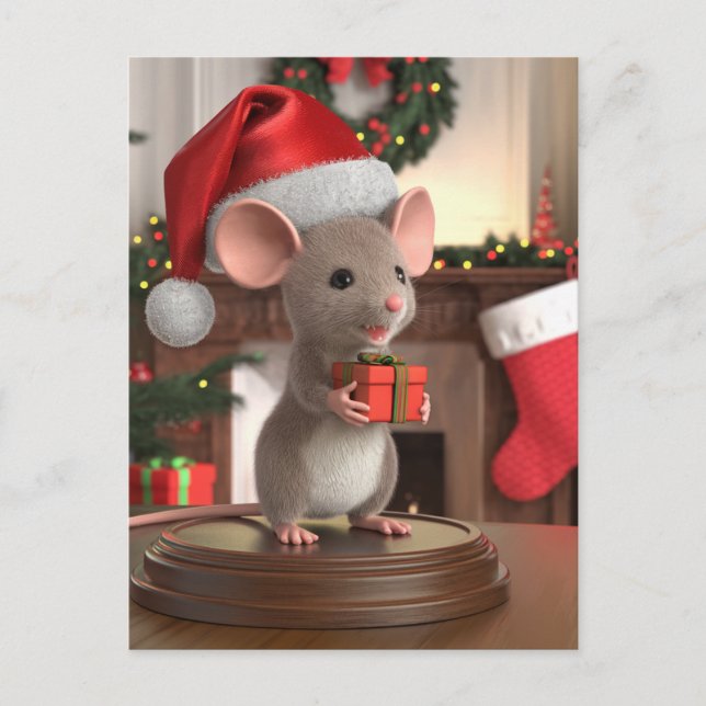 A Funny Little Christmas Mouse Postcard (Front)