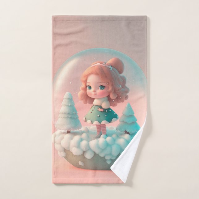 A funny little doll on a cloud  bath towel set (Hand Towel)