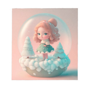 A funny little doll on a cloud  notepad