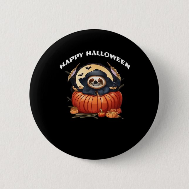 A funny sloth celebrating Halloween Essential T-Sh Button (Front)