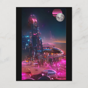 A Futurism of Vaporwaived Ruins Postcard