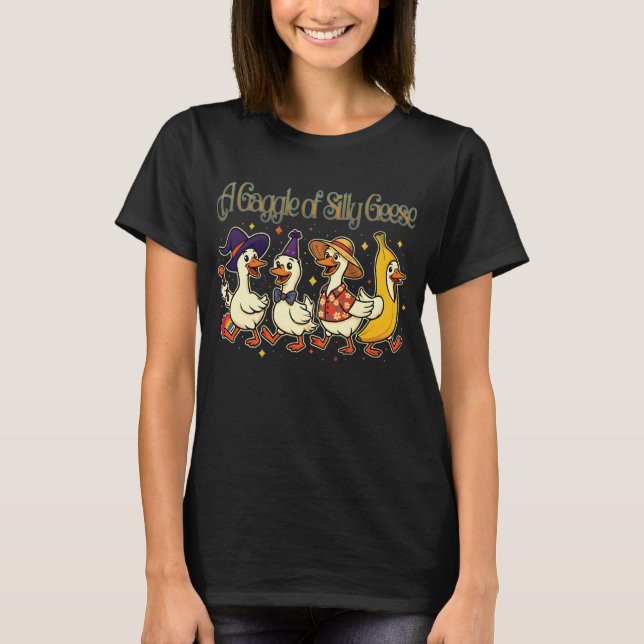 A Gaggle of Silly Geese in Full Costume Chaos T-Shirt (Front)