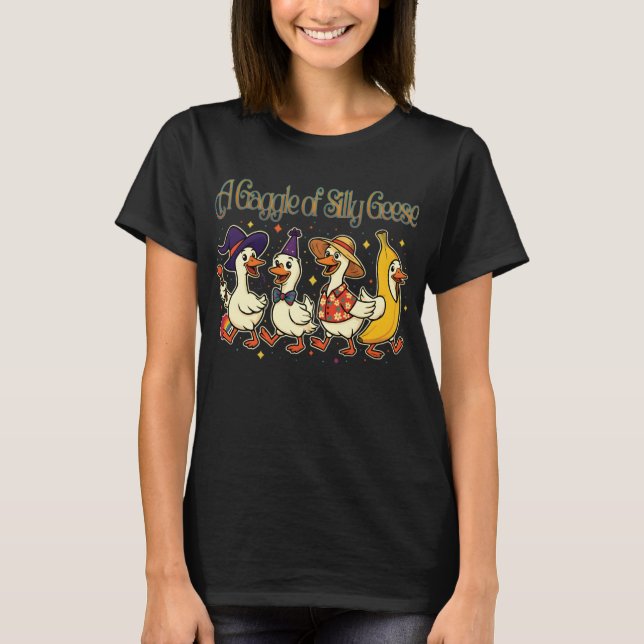 A Gaggle of Silly Geese in Full Costume Chaos T-Shirt (Front)