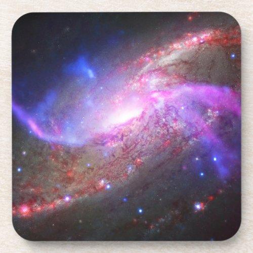A Galactic Light Show In Spiral Galaxy Ngc 4258 Beverage Coaster