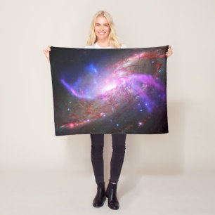 A Galactic Light Show In Spiral Galaxy Ngc 4258. Fleece Blanket