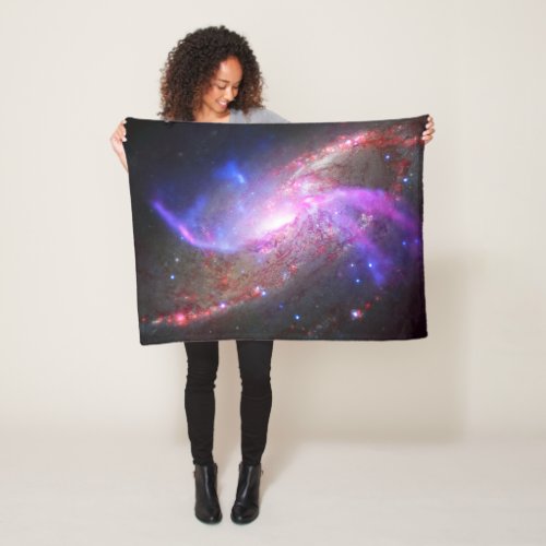 A Galactic Light Show In Spiral Galaxy Ngc 4258 Fleece Blanket