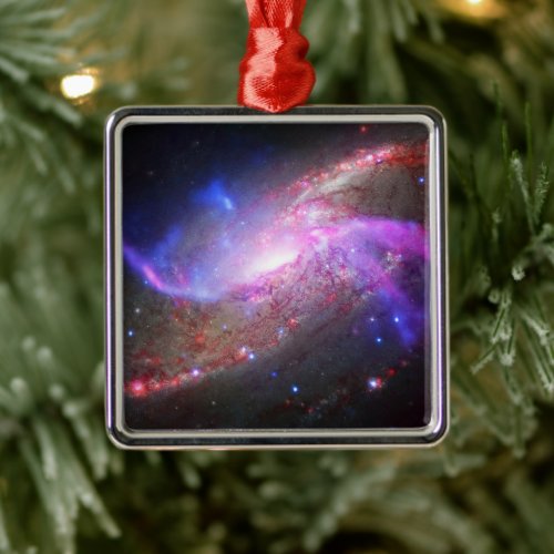 A Galactic Light Show In Spiral Galaxy Ngc 4258 Metal Ornament