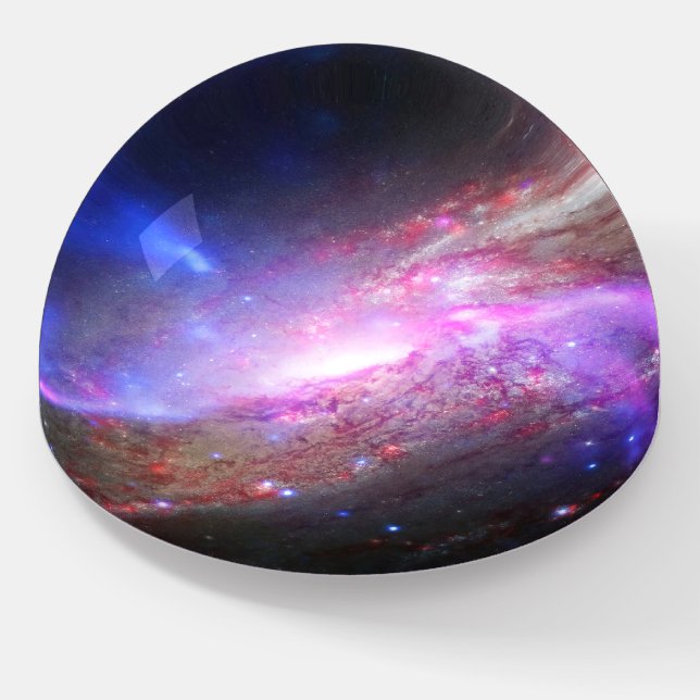 A Galactic Light Show In Spiral Galaxy Ngc 4258. Paperweight (Angled)