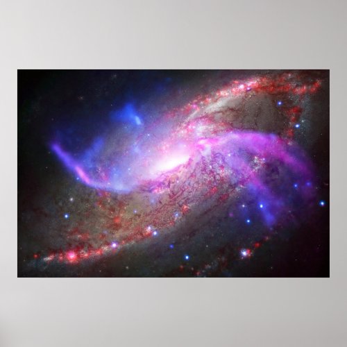 A Galactic Light Show In Spiral Galaxy Ngc 4258 Poster