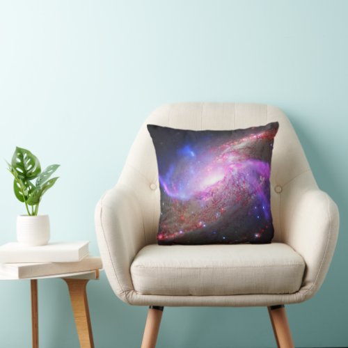 A Galactic Light Show In Spiral Galaxy Ngc 4258 Throw Pillow
