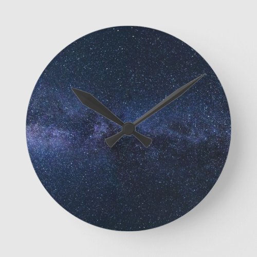 A galaxy of stars in the night sky round clock