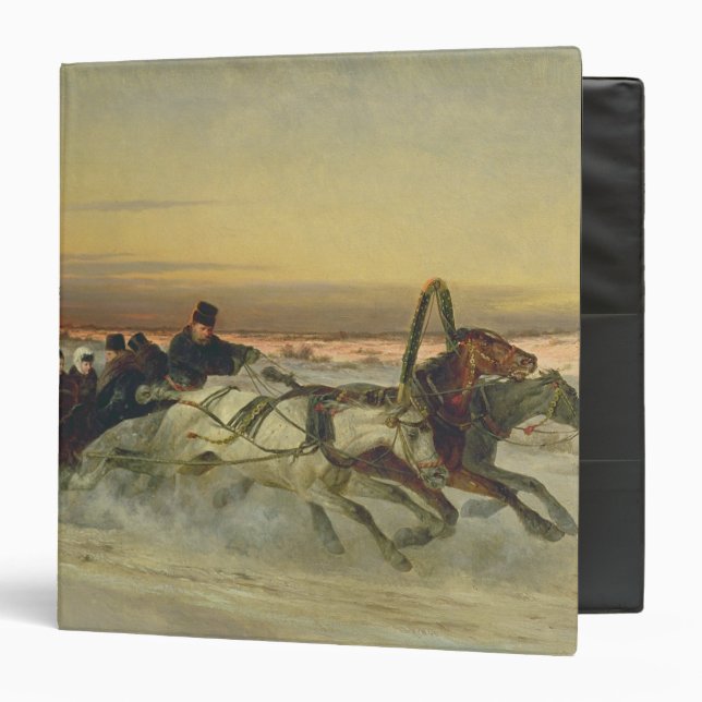 A Galloping Winter Troika at Dawn 3 Ring Binder (Front/Inside)