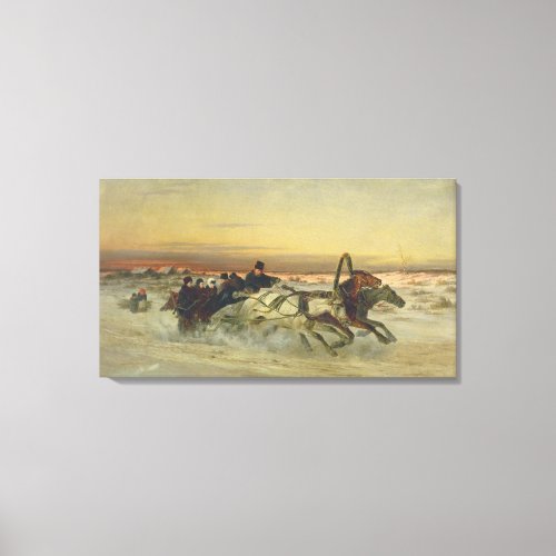 A Galloping Winter Troika at Dawn Canvas Print