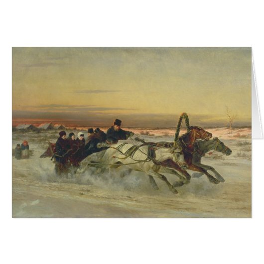 A Galloping Winter Troika at Dawn Cards (Front Horizontal)