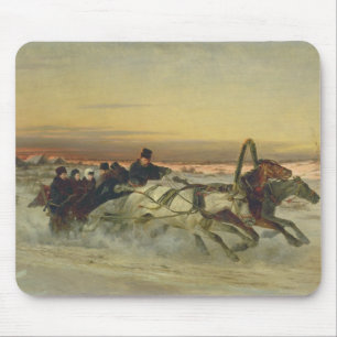 A Galloping Winter Troika at Dawn Mouse Pad