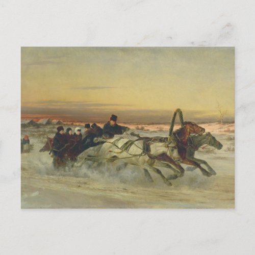 A Galloping Winter Troika at Dawn Postcard