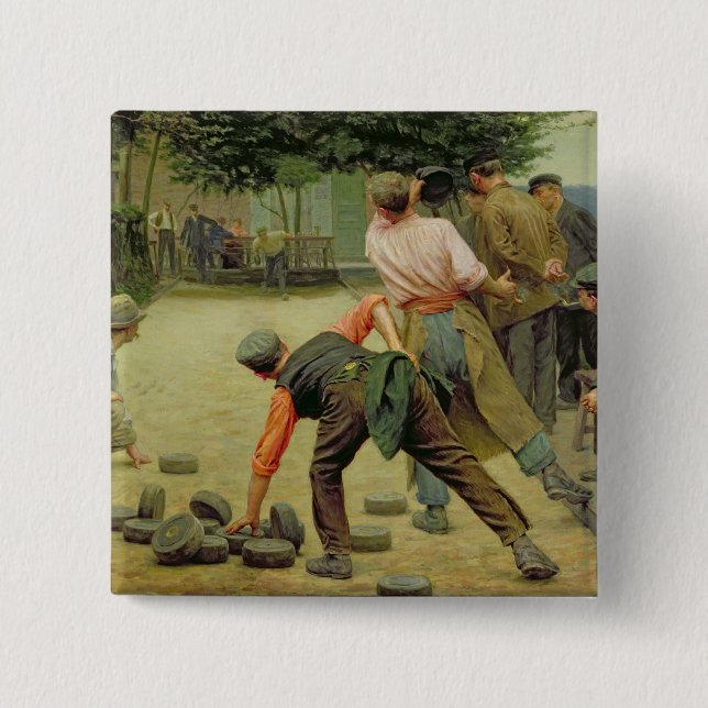 A Game of Bourles in Flanders, 1911 Button (Front)