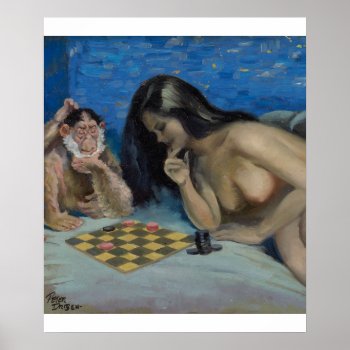 A Game Of Checkers Pin Up Art Poster by Pin_Up_Art at Zazzle