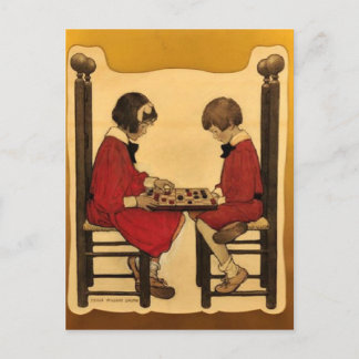 “A Game of Checkers” Postcard