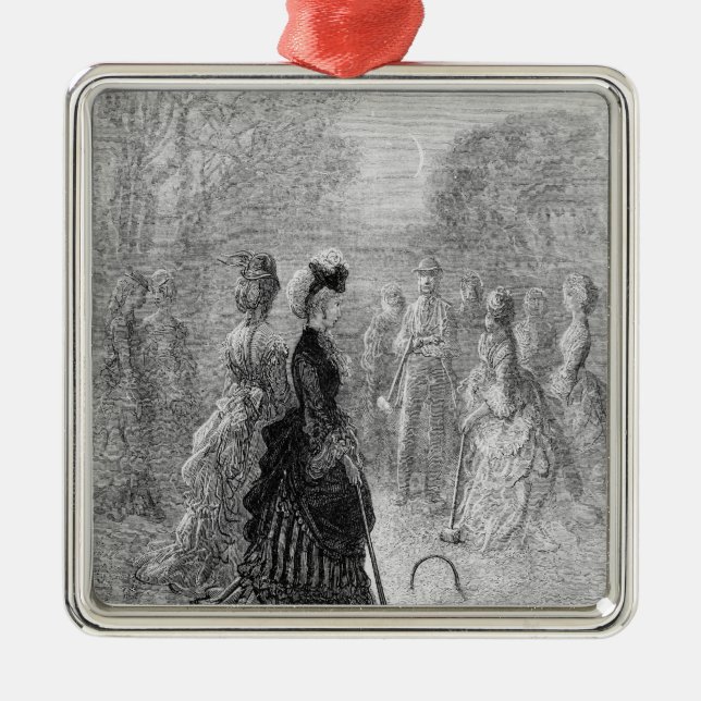 A Game of Croquet Metal Ornament (Front)