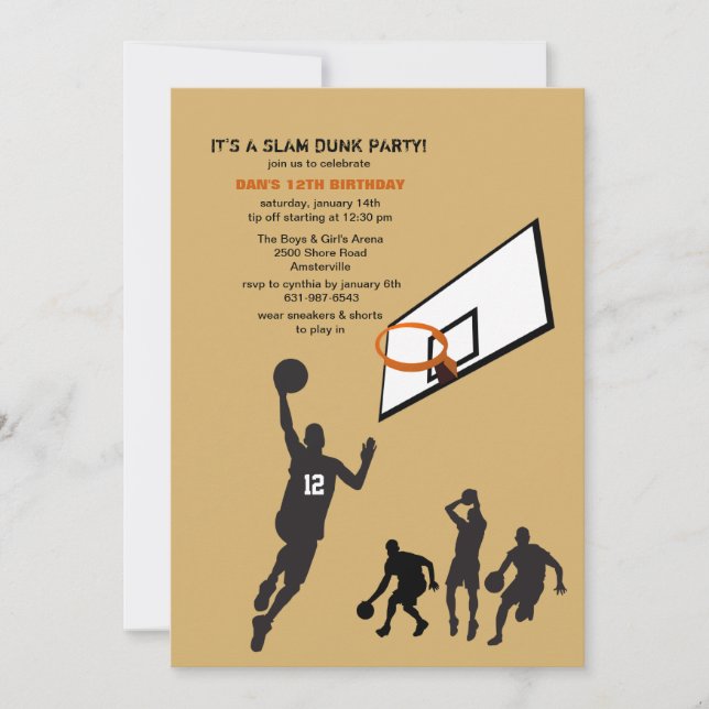 A Game of Hoops Invitation (Front)