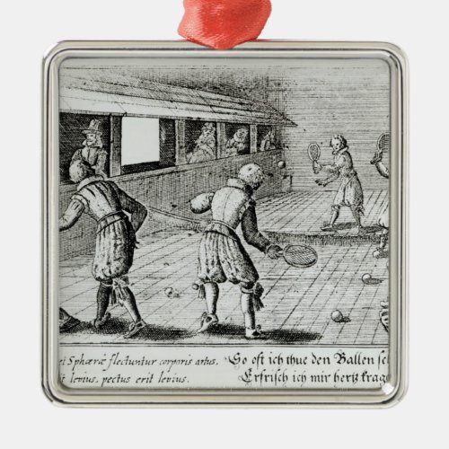 A Game of Real Tennis with Sport Ballads below Metal Ornament
