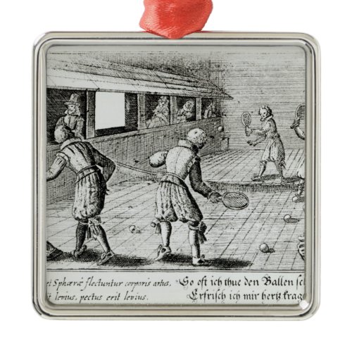 A Game of Real Tennis with Sport Ballads below Metal Ornament