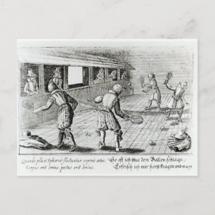 A Game of Real Tennis with Sport Ballads below Postcard