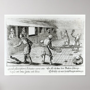 A Game of Real Tennis with Sport Ballads below Poster