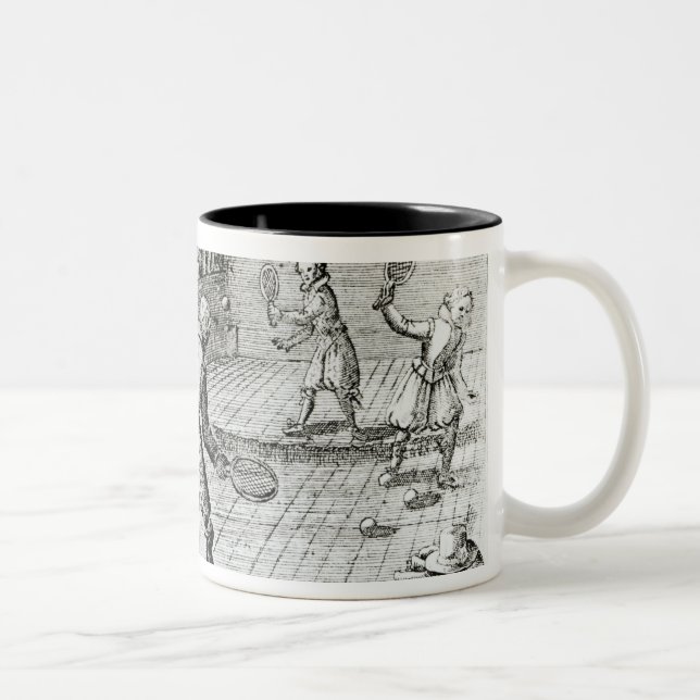 A Game of Real Tennis with Sport Ballads below Two-Tone Coffee Mug (Right)