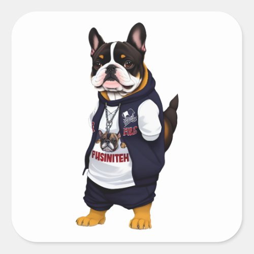 A gangster French bulldog named Max Square Sticker
