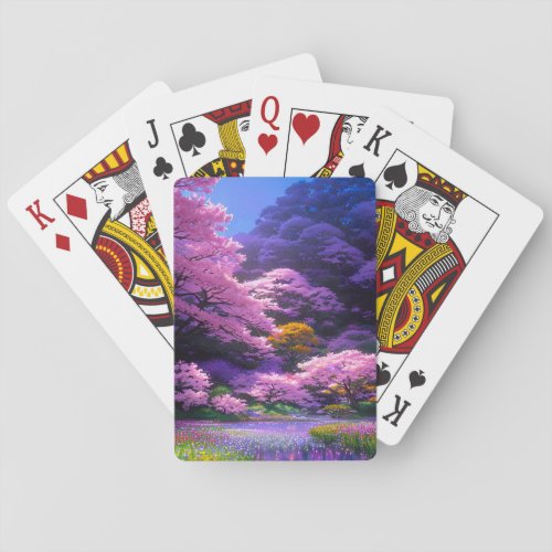 A Garden Abloom with Flowers and Cherry Poker Cards