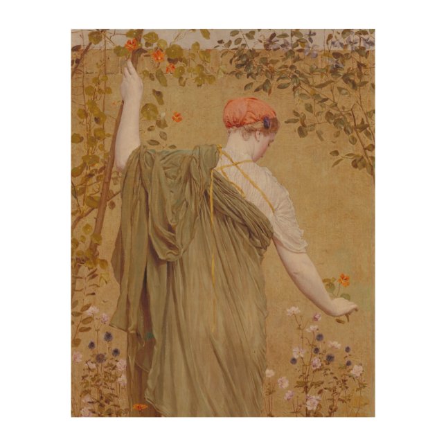 A Garden by Albert Joseph Moore, Vintage Portrait Wood Wall Art (Front)