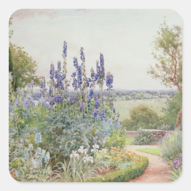 A Garden Near the Thames (w/c) Square Sticker (Front)