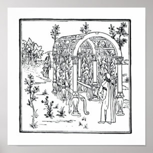 A garden scene, from 'Hypnerotomachia Poliphili' a Poster