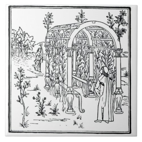 A garden scene from Hypnerotomachia Poliphili a Tile