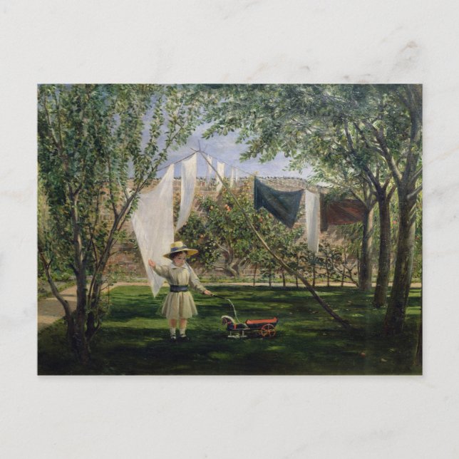 A Garden Scene, with a boy Postcard (Front)