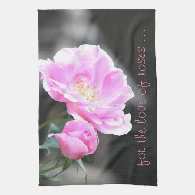 A Garden Style Pink Rose Kitchen Towel (Vertical)
